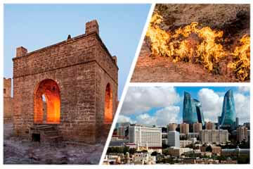 Sightseeing tour in Baku, Ateshgah (Temple of fire), Yanardag (Burning mountain)